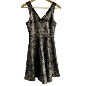 70%OFF❣️ Lush Black Gold Fit & Flare A-Line Sleeveless Mini Dress, S